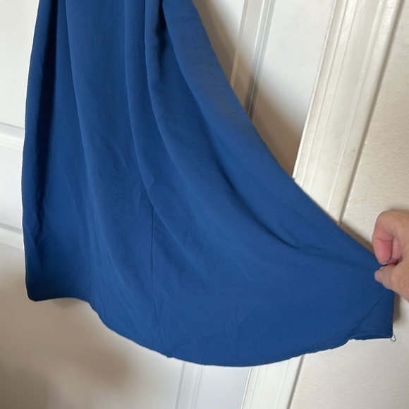 NWOT Love Blossom 3X shirt dress with tie sash and sleeve tabs in royal blue - Picture 9 of 13